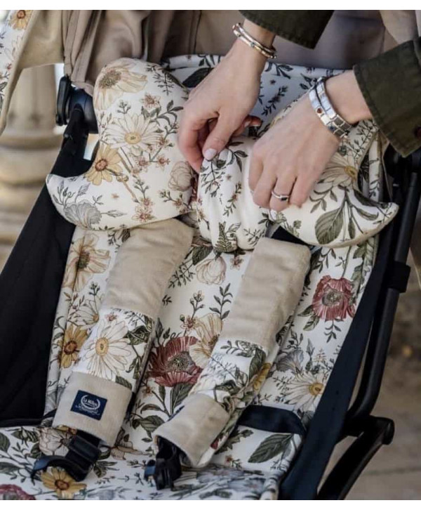 Organic Jersey Stroller Pad Forest Minky Khaki  Organic Jersey Stroller Pad Forest Minky Khaki