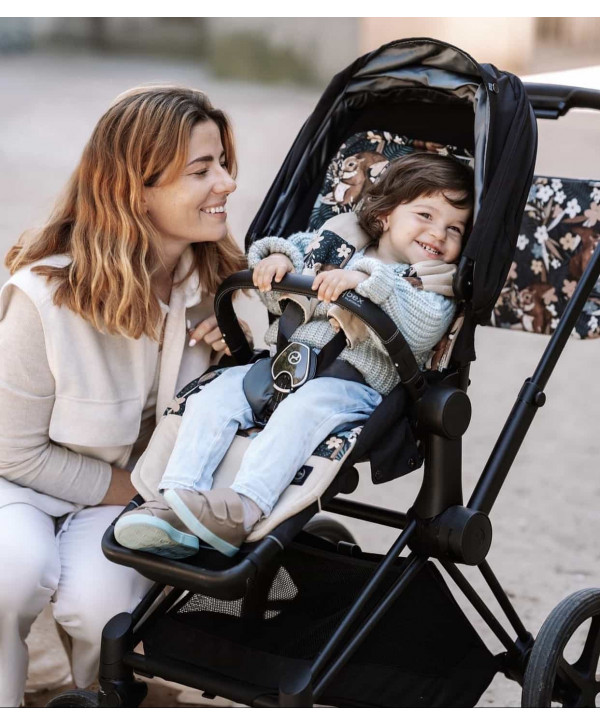 Organic Jersey Stroller Pad Forest Minky Khaki  Organic Jersey Stroller Pad Forest Minky Khaki