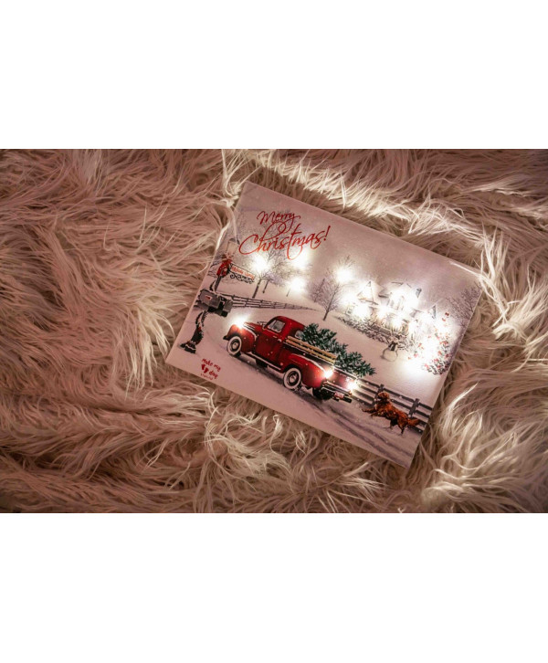 Christmas car family  καδράκι με λαμπάκια Christmas car family  καδράκι με λαμπάκια