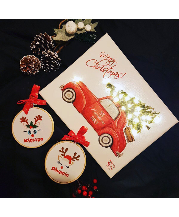 Christmas family καδράκι με λαμπάκια Christmas family καδράκι με λαμπάκια