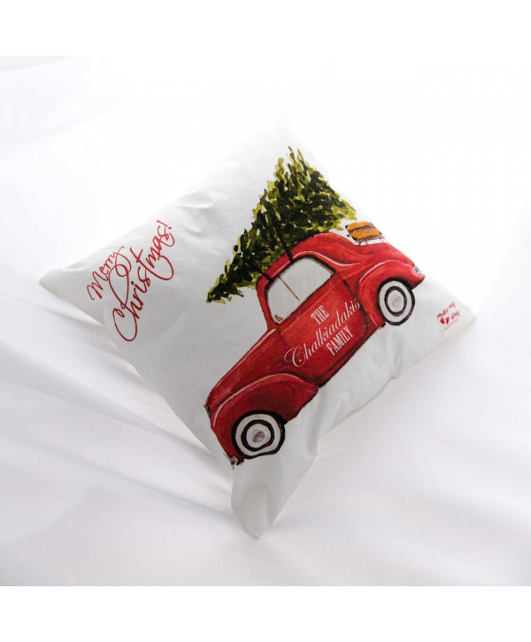 Christmas red car tree μαξιλαράκι Christmas red car tree μαξιλαράκι