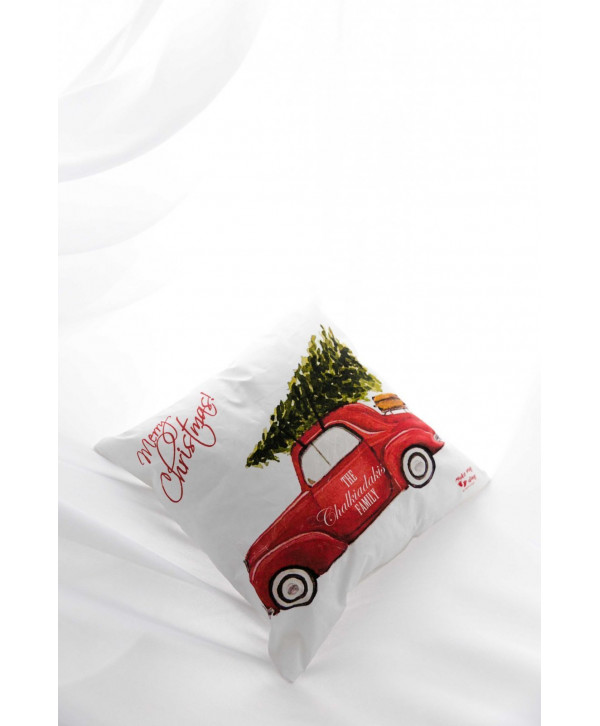Christmas red car tree μαξιλαράκι Christmas red car tree μαξιλαράκι