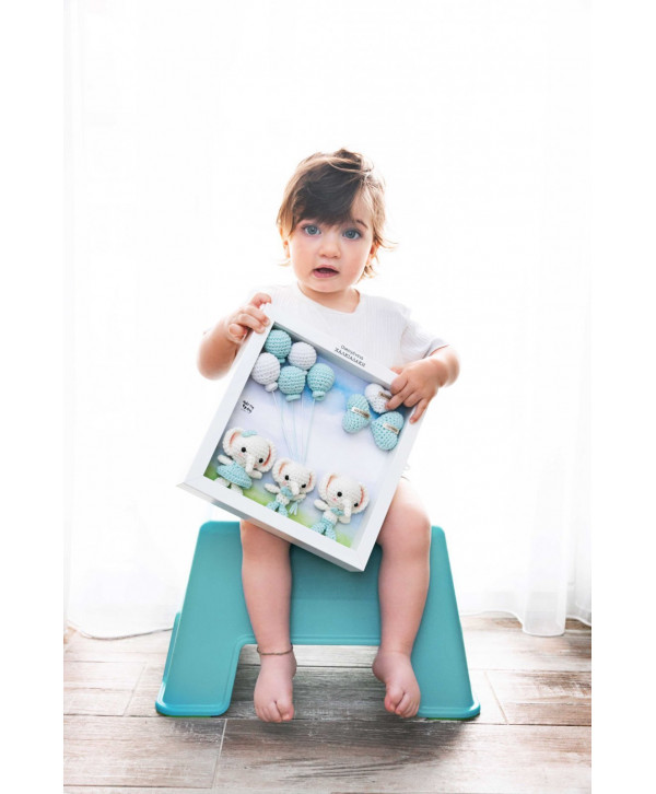 Crochet family frame μέντα ελεφαντάκια/3 μέλη  Crochet family frame μέντα ελεφαντάκια/3 μέλη