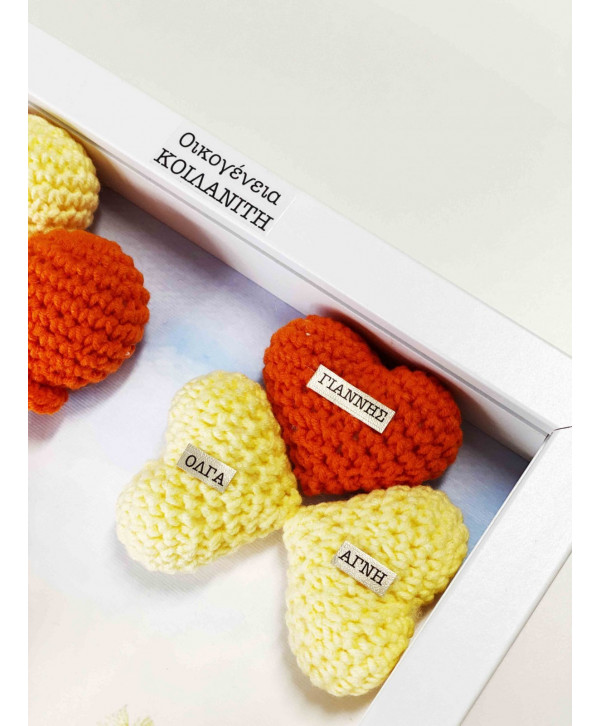 Crochet family frame πορτοκαλί-κίτρινο παπάκια / 3 μέλη Crochet family frame πορτοκαλί-κίτρινο παπάκια / 3 μέλη