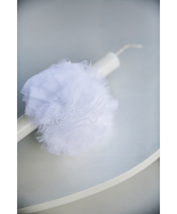 Λαμπάδα με φωτιζόμενο καδράκι και pom pom Λαμπάδα με φωτιζόμενο καδράκι και pom pom