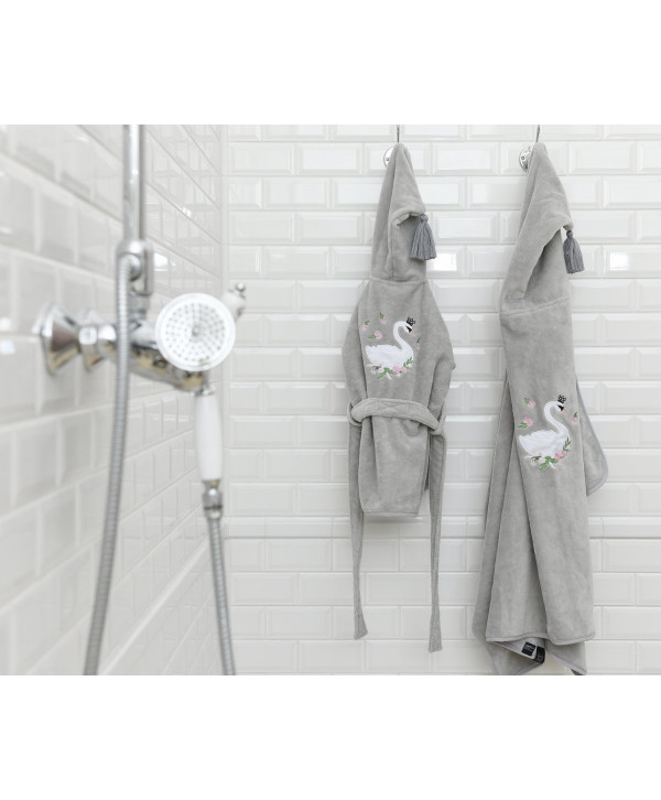 Πετσέτα bamboo kid Grey moonlight swan Πετσέτα bamboo kid Grey moonlight swan