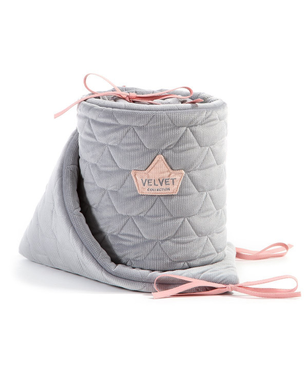 Velvet πάντα κούνιας - Dark grey & Powder pink Velvet πάντα κούνιας - Dark grey & Powder pink