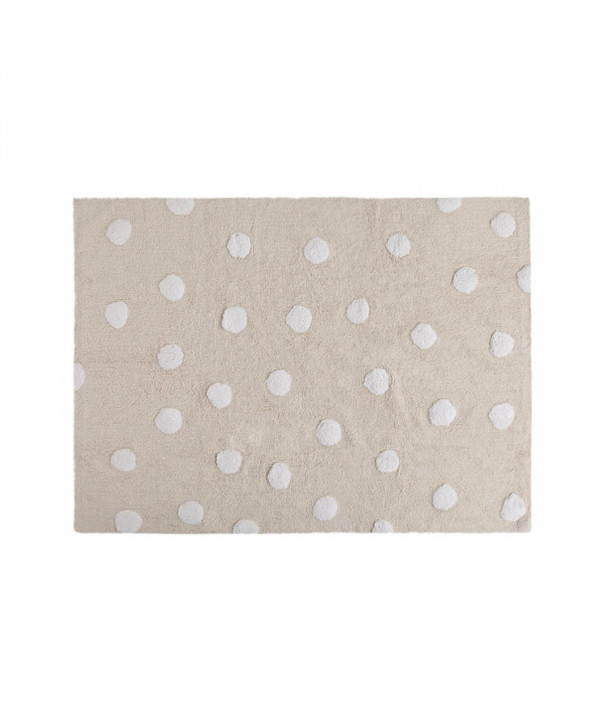 Lorena Canals. Χαλί δωματίου μπεζ, βούλες λευκές. Topos beige/white Lorena Canals. Χαλί δωματίου μπεζ, βούλες λευκές. Topos beige/white