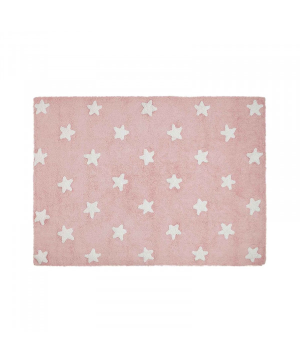 Lorena Canals. Χαλί δωματίου ροζ- αστέρια λευκά/ pink stars white Lorena Canals. Χαλί δωματίου ροζ- αστέρια λευκά/ pink stars white